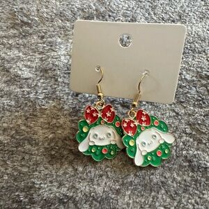 Hello Kitty Cinnamoroll Holiday Christmas Wreath Dangle Earring Sanrio Trendy